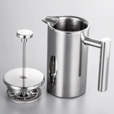Stainless steel French press coffee pot with handle, 304 grade, two-piece set on Tampa Home & Garden Store