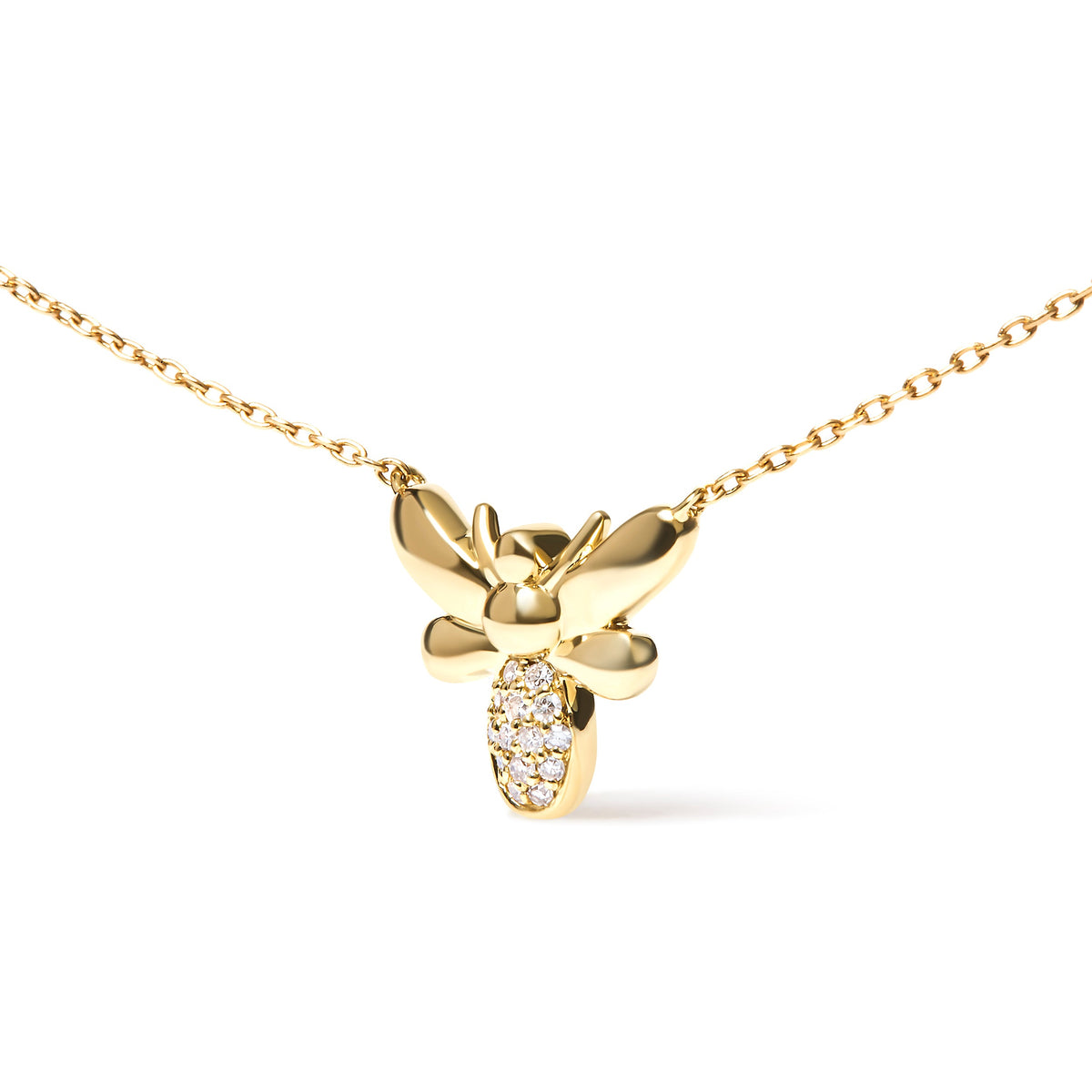 10K yellow gold bee pendant necklace with diamond-accented body on an 18 inch chain by Bids.com on Tampa Home & Garden Store
