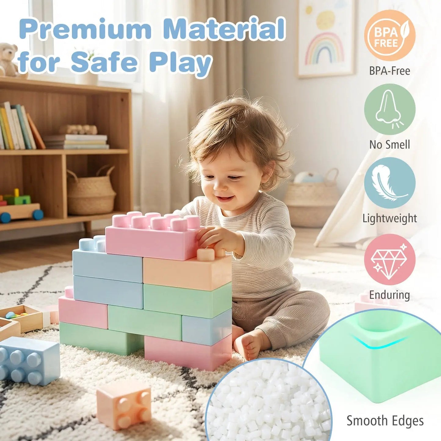 64-piece toddler building blocks set in pastel colors; interlocking blocks by DirectDeals on Tampa Home & Garden Store