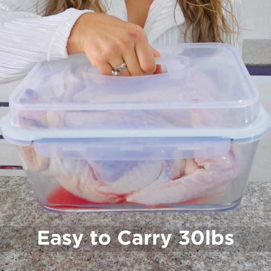 6500 ML / 220 Oz / 28 Cup LARGE Glass Food Storage Container with Airtight Locking Lid. Ideal Storing Food, Vegetables, Fruits. Baking Casserole, Lasagna, Roasting Turkey, Chicken BPA Free Oven Safe - Tampa Home & Garden Store