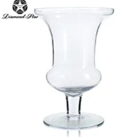Glass Urn Vase by Thenestedfig, clear glass, stemmed pedestal style on Tampa Home & Garden Store
