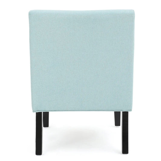 Light blue fabric accent chair with black straight legs for living room on Tampa Home & Garden Store