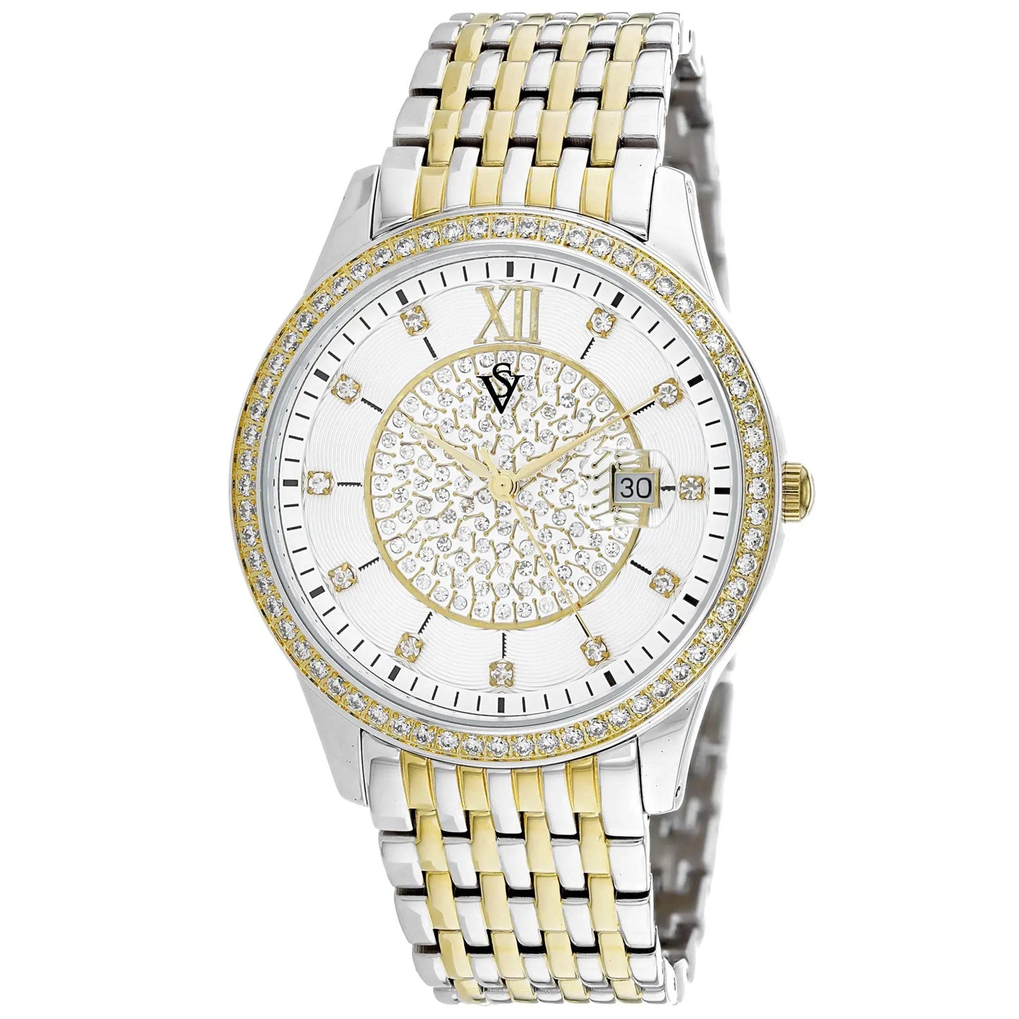 Christian Van Sant Carla stainless steel watch two-tone gold and silver bracelet diamond bezel on Tampa Home & Garden Store