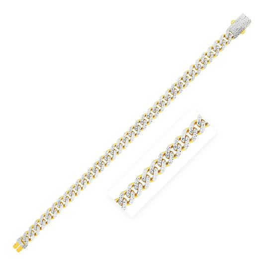 Bracelet 14k yellow gold white pave Miami Cuban two-tone link chain on Tampa Home & Garden Store