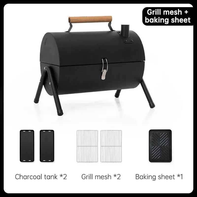 Estufa de barbacoa portátil de doble cara para exteriores, parrilla de carbón para camping y hogar, para carne asada