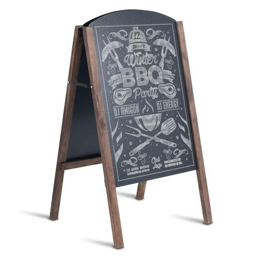 31.5 Inch Wood A-Frame Sidewalk Chalkboard sign, rustic brown frame with dark board, DirectDeals on Tampa Home & Garden Store