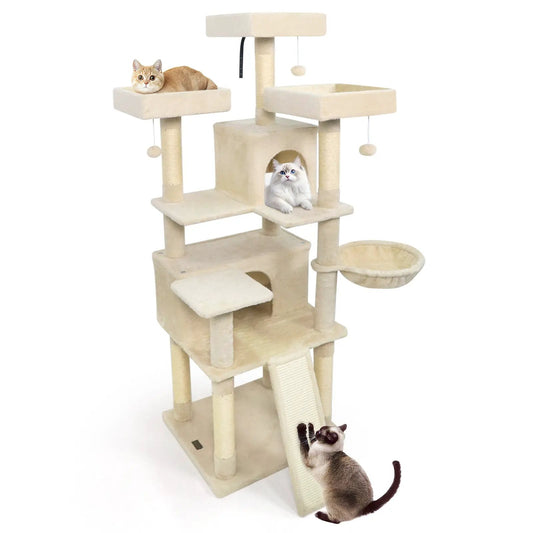 65 Inch Cat Tree Multi Level Perches and Condos