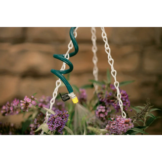 Quarter Inch Barb Flex Mist Sprayer by Orbit Irrigation; green tubing with yellow connector on Tampa Home & Garden Store