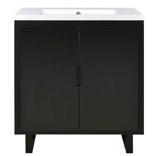 Bathroom vanity with sink, white top on black cabinet on Tampa Home & Garden Store