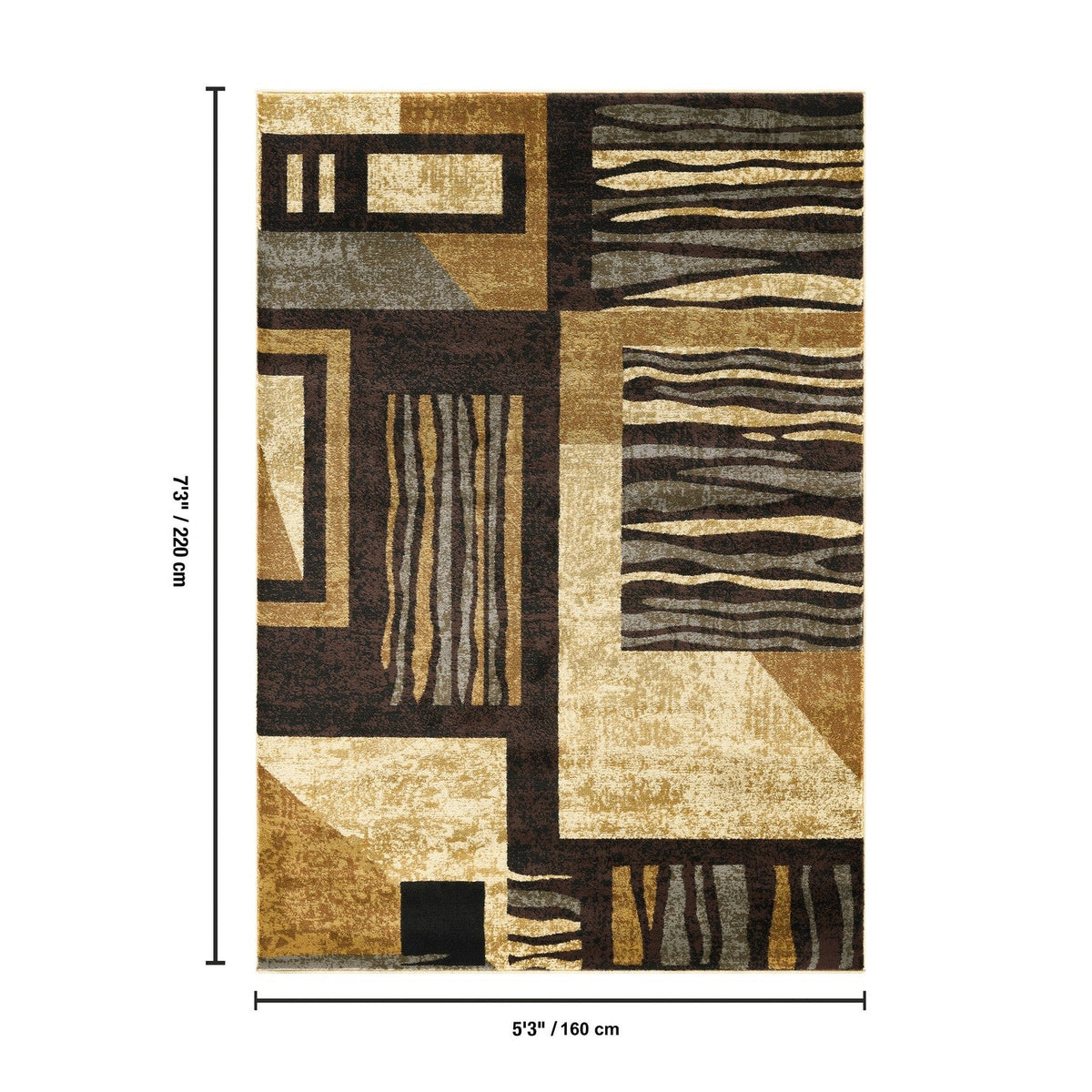 Bristol Modern Geometric Area Rug In Multi brown tan beige geometric patches by HouseOfZazla on Tampa Home & Garden Store