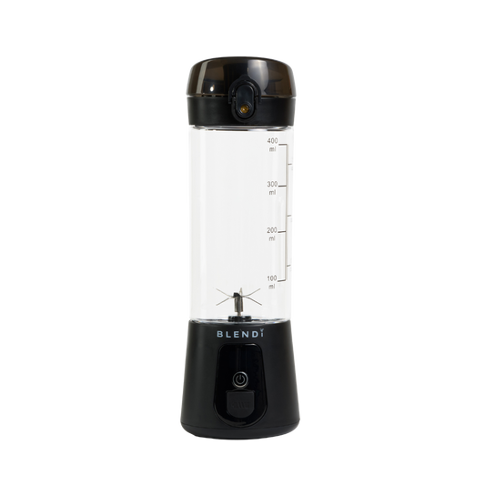 BLENDi Lite Electric Shaker bottle with clear 400 ml jar, black base, brown lid on Tampa Home & Garden Store