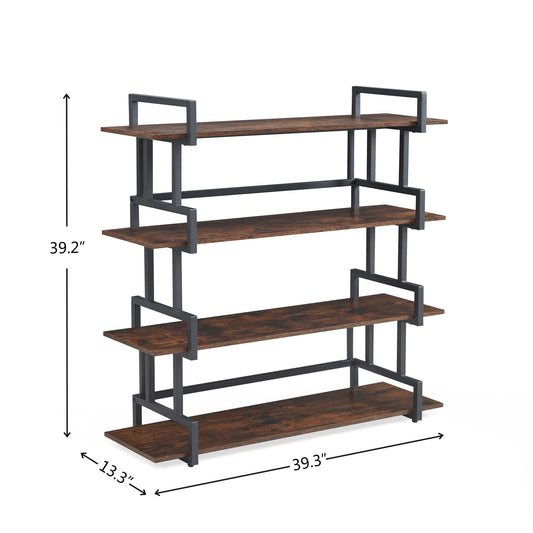 4-storey office bookshelf, rural wooden metal bookshelf, independent open bookshelf, industrial high angle bookshelf - Tampa Home & Garden Store