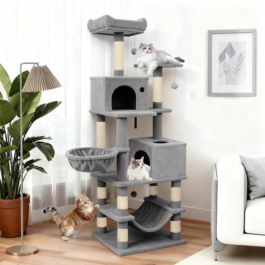 66 Inch Tall Cat Tree Multi-Level Cat Tower with 2 Condos Sisal Scratching Posts - Tampa Home & Garden Store