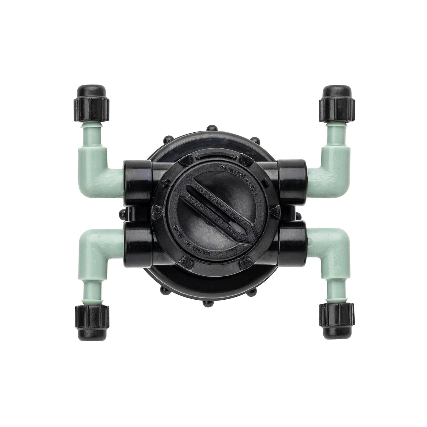 4 Port Adjustable Drip Manifold Orbit Irrigation green plastic with black caps on Tampa Home & Garden Store
