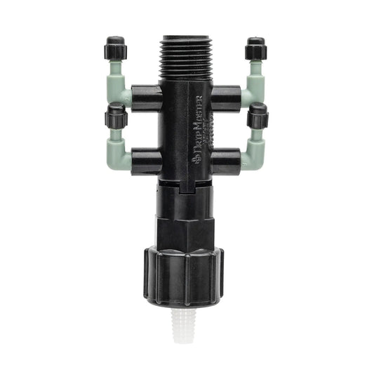 Orbit Irrigation half-inch FPT to MPT drip four-port manifold with four green outlets on Tampa Home & Garden Store
