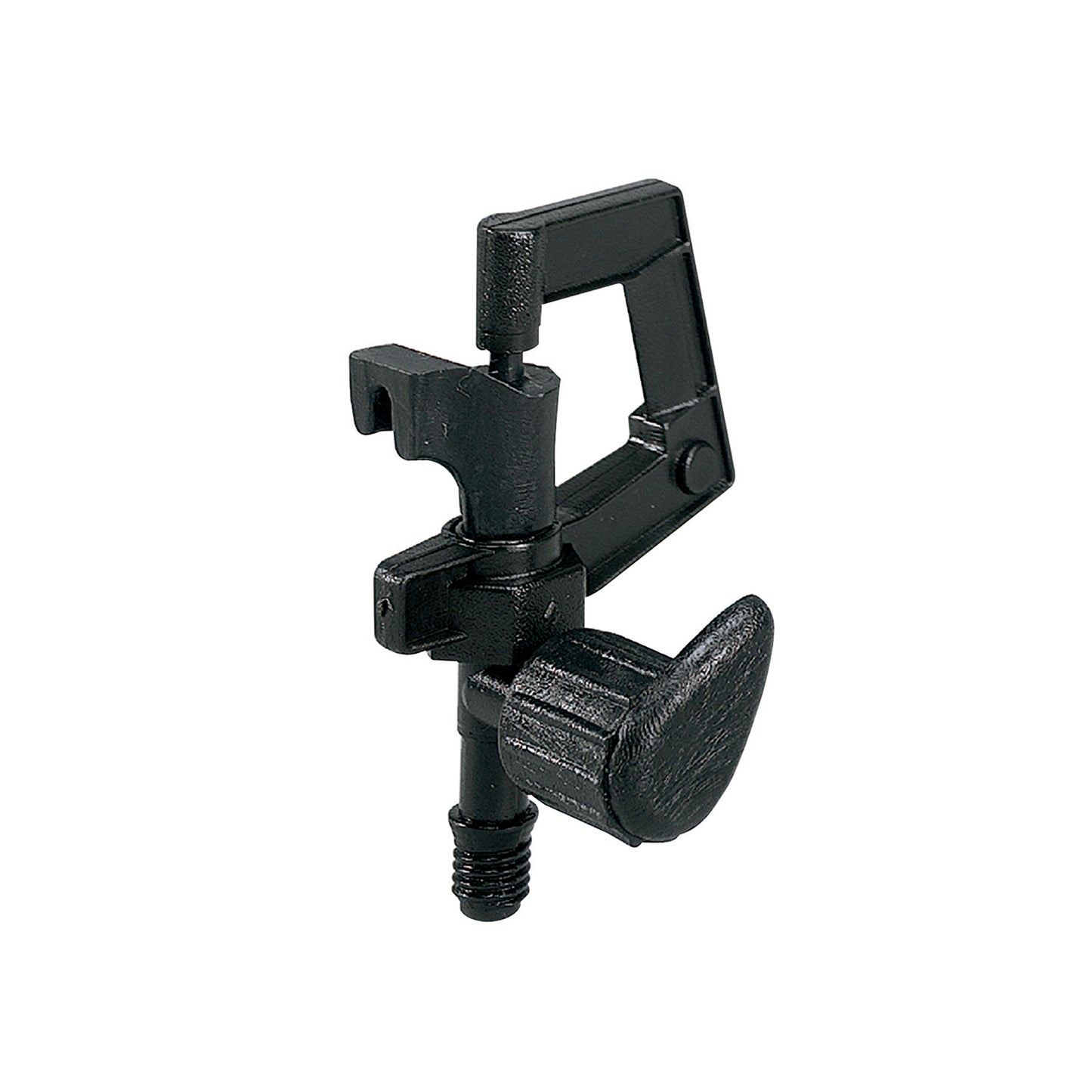 One Quarter Inch Barb Spinning Micro Spray emitter with black mounting clamp for drip irrigation on Tampa Home & Garden Store