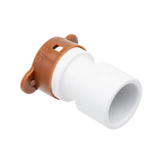 Half Inch PVC Slip to Drip-Lock Adapter PVC-Lock fitting orange nut Orbit Irrigation on Tampa Home & Garden Store