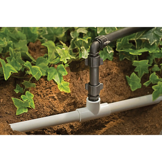 Half Inch MPT To Half Inch Drip Adapter by Orbit, black plastic irrigation tubing connector on Tampa Home & Garden Store
