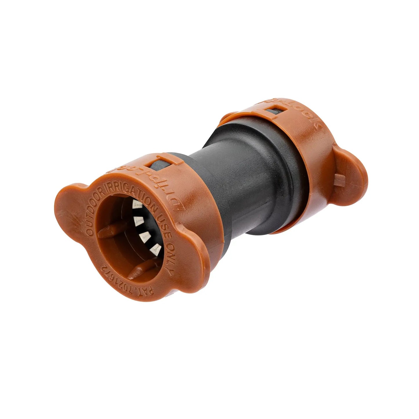 Orbit Irrigation 1/2 in Drip-Lock coupling with orange locking collar on tubing on Tampa Home & Garden Store
