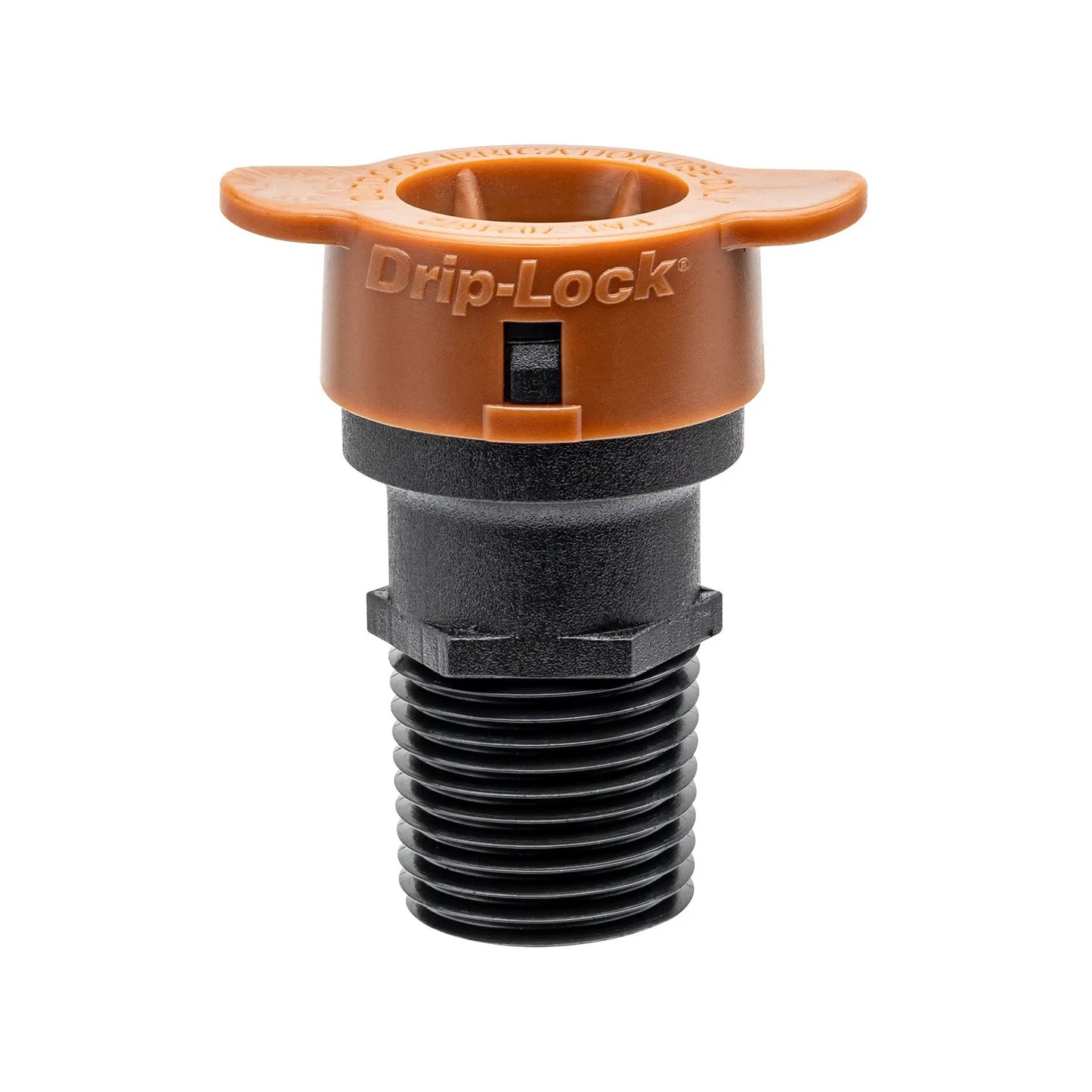 Drip-Lock 1/2-in MPT adapter, orange plastic cap, Orbit Irrigation on Tampa Home & Garden Store