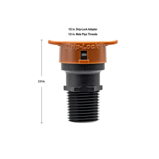 Orbit Drip-Lock 1/2 MPT to 1/2 in Male Pipe Threads with orange cap on Tampa Home & Garden Store