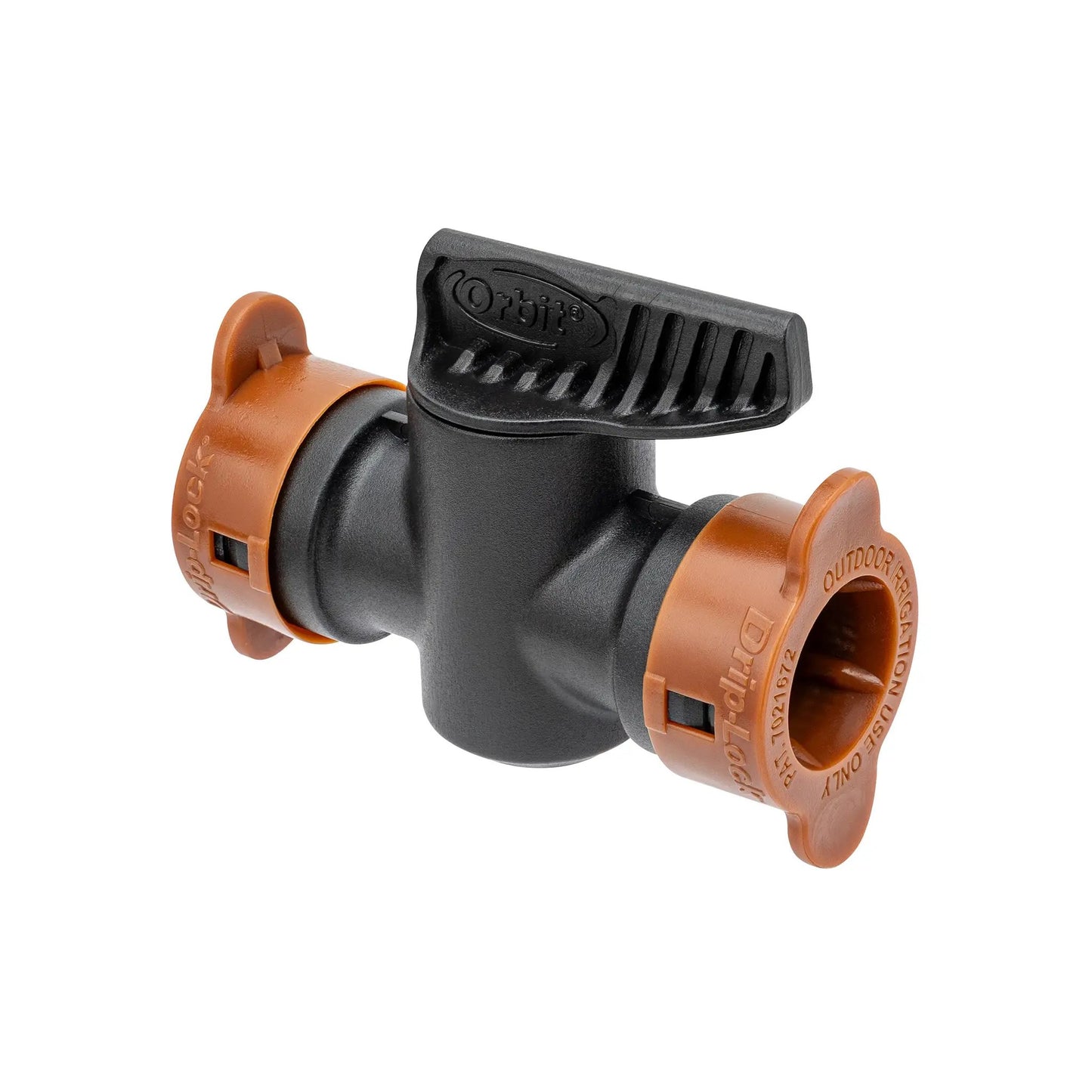 Half Inch Drip-Lock Push-Fit Coupling with Valve Orbit Irrigation, black body on Tampa Home & Garden Store