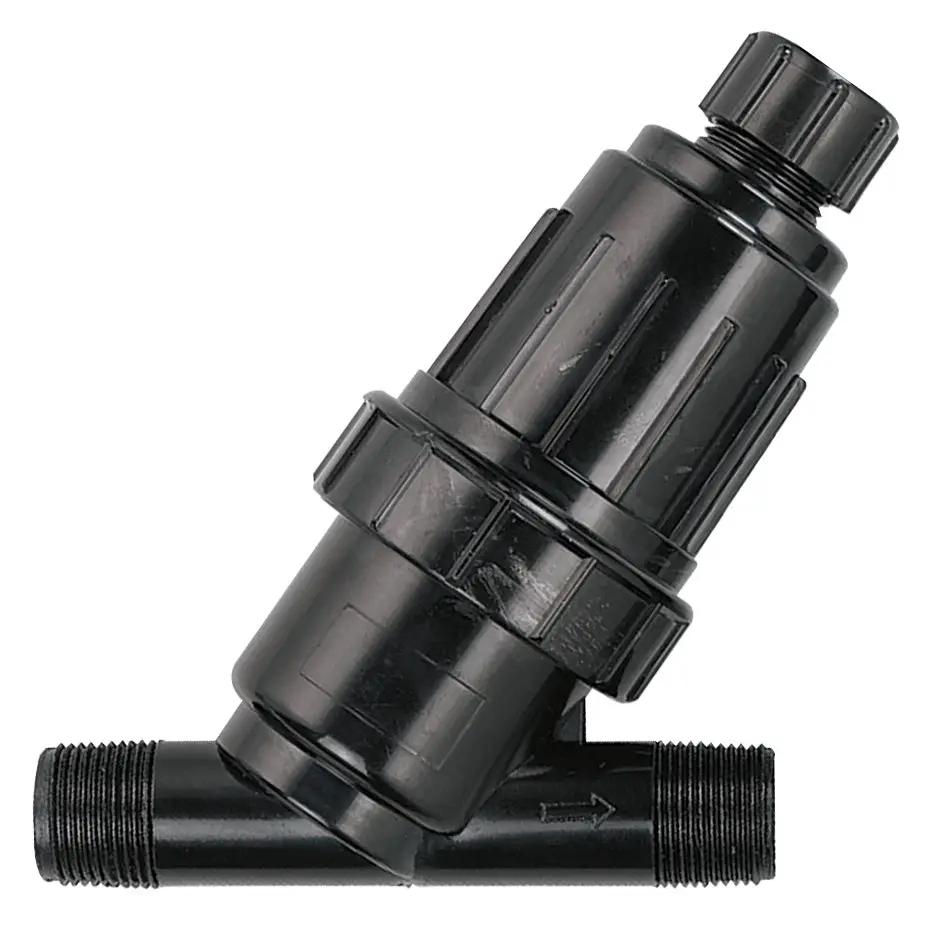 Orbit 3/4 in MPT drip irrigation Y-filter, black plastic inline with threaded ends on Tampa Home & Garden Store