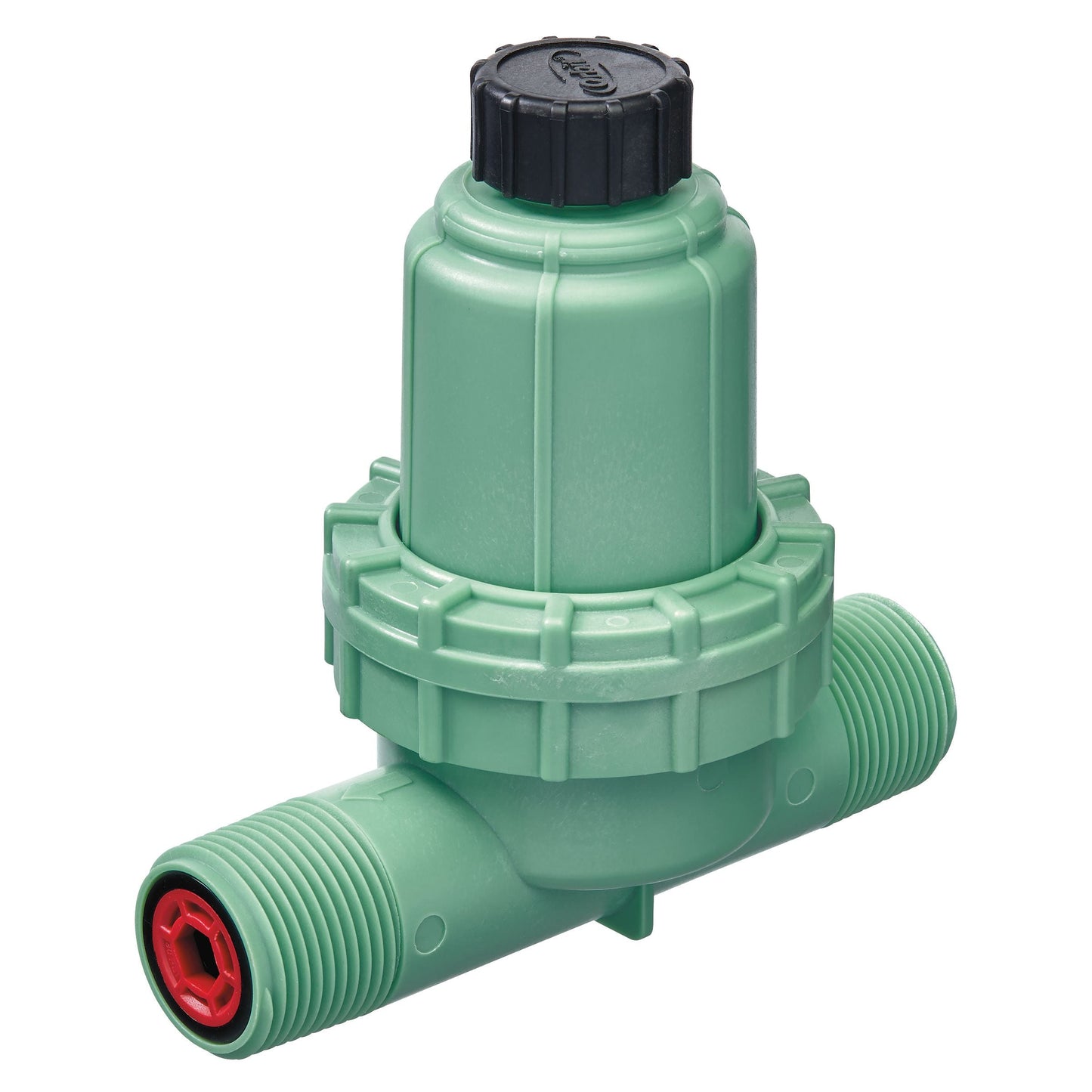 1-in MPT 3-in-1 Drip Filter and Regulator Adapter, green body with red insert on Tampa Home & Garden Store