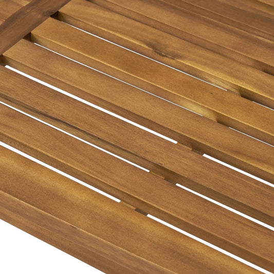 Loja teak acacia wood outdoor bench slats in warm brown finish on Tampa Home & Garden Store