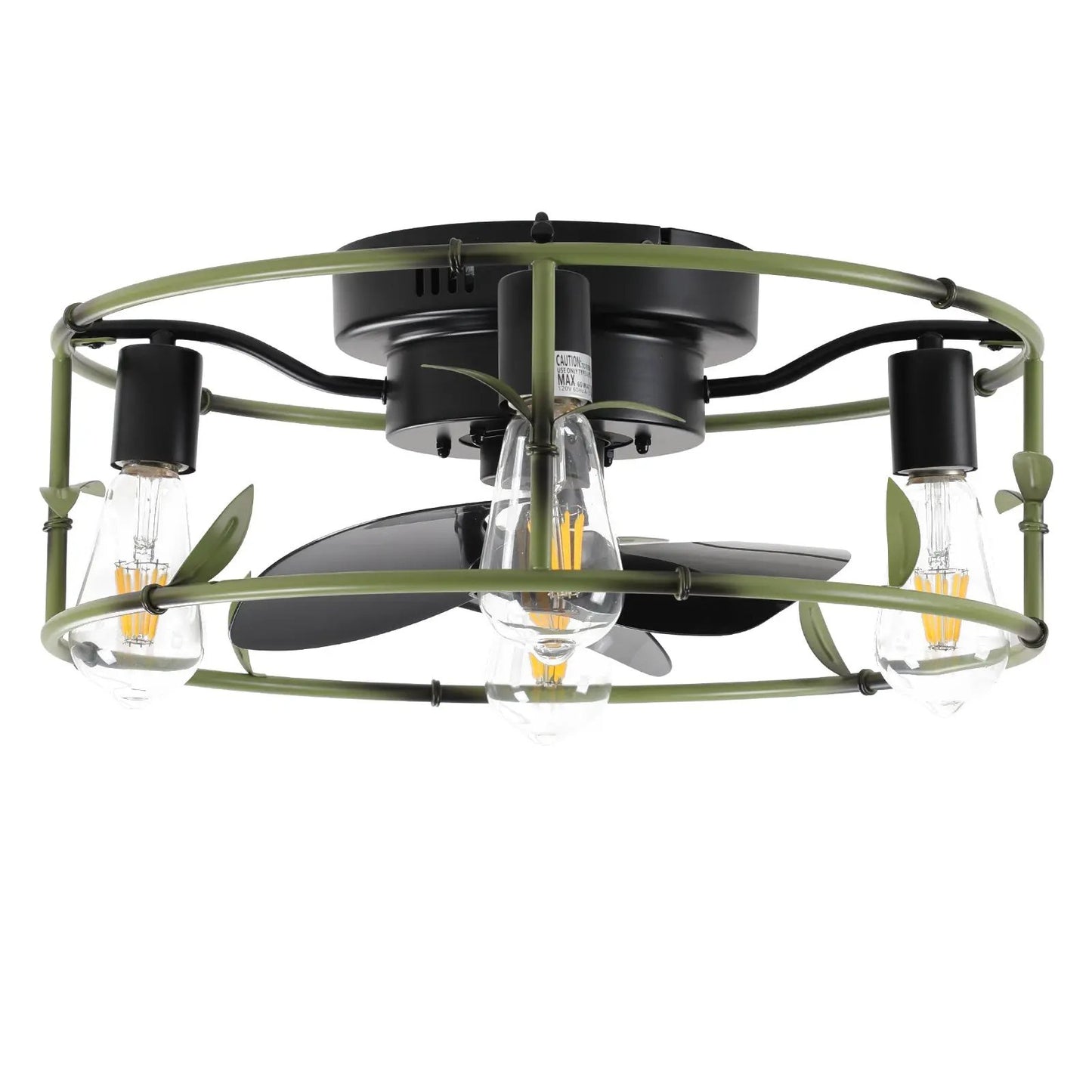 Green flush mount ceiling fan with lights remote olive ring frame on Tampa Home & Garden Store