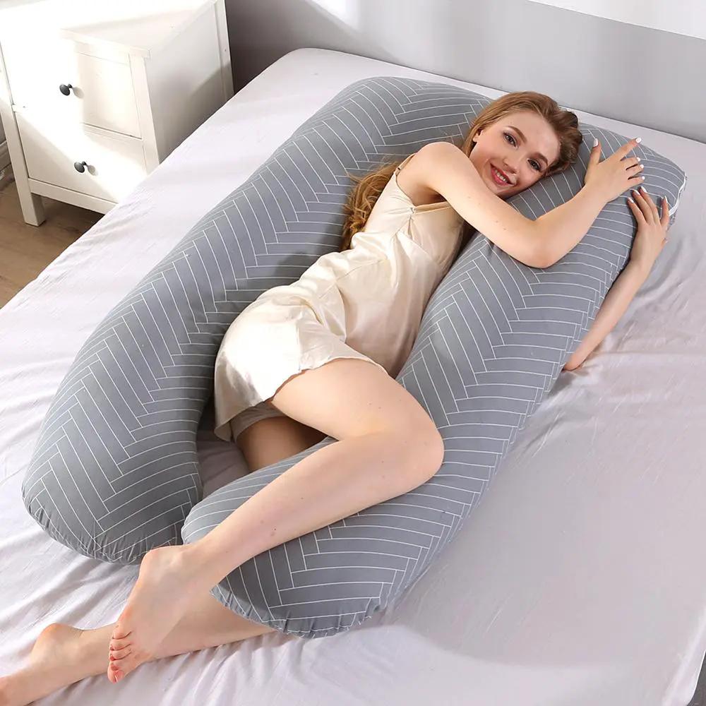Almohada de embarazo, almohada de cuerpo completo para mujeres embarazadas, cojín cómodo en forma de U, almohadas de apoyo para dormir de lado.
