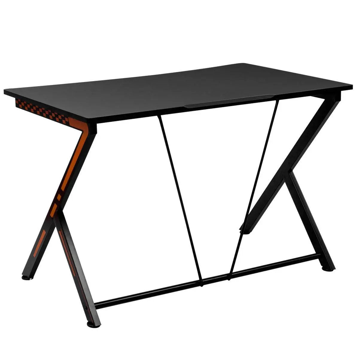 Home Office Desk modern ergonomic black desk with orange accents for small spaces on Tampa Home & Garden Store