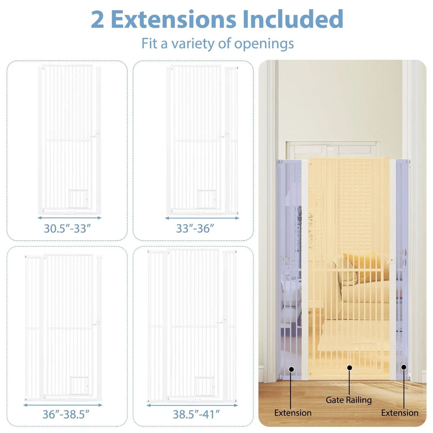 Extra Tall Pet Gate DirectDeals white heavy-duty metal fits 30.5–41 in openings, 67.5 in tall on Tampa Home & Garden Store