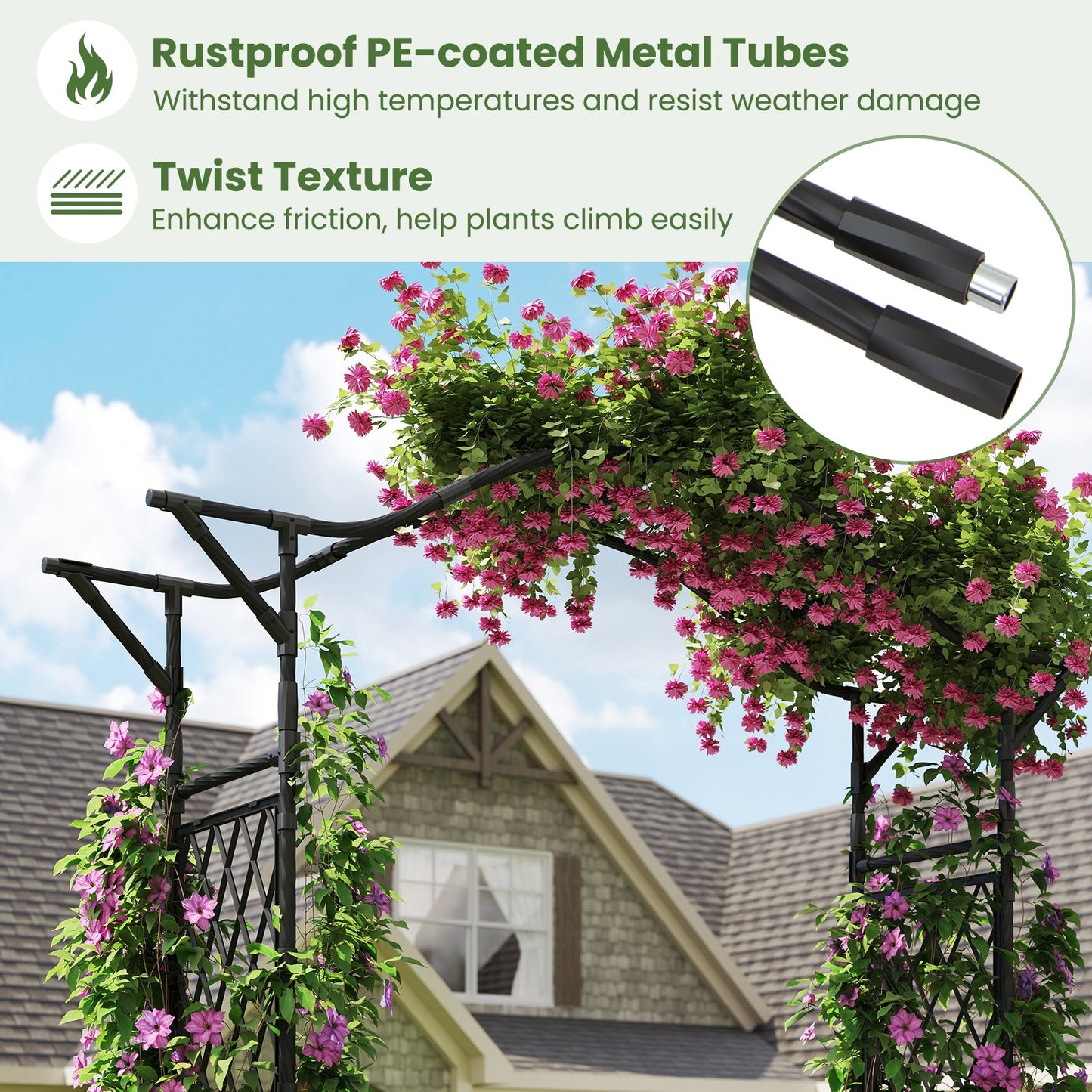 Garden Arch Trellis black metal arch, 67 x 83 in, for climbing plants DirectDeals on Tampa Home & Garden Store