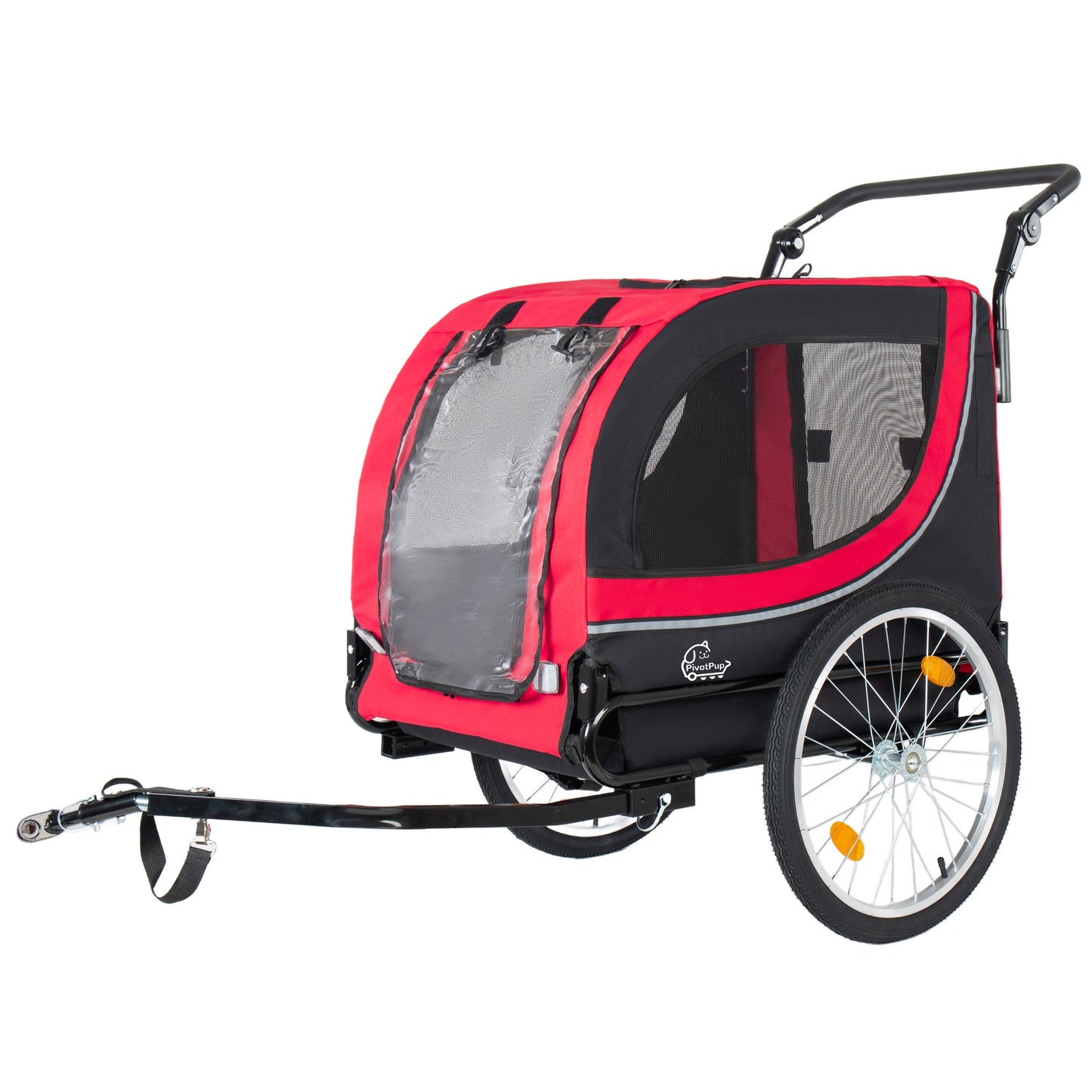2-in-1 bike trailer and pet stroller red black for dogs up to 100lbs PivotPup by HouseOfZazla on Tampa Home & Garden Store