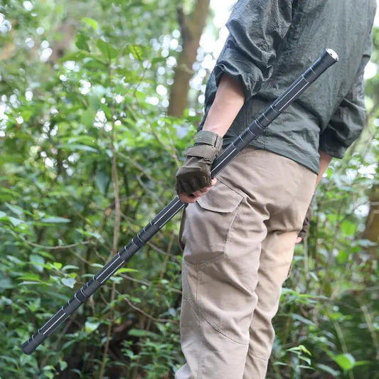 Climbing Stick T-Shaped Four-Section Tool, black aluminum with segmented joints for camping on Tampa Home & Garden Store