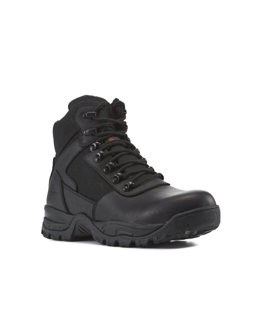 Kiwi black leather mid-cut boots with steel toe and lug outsole on Tampa Home & Garden Store