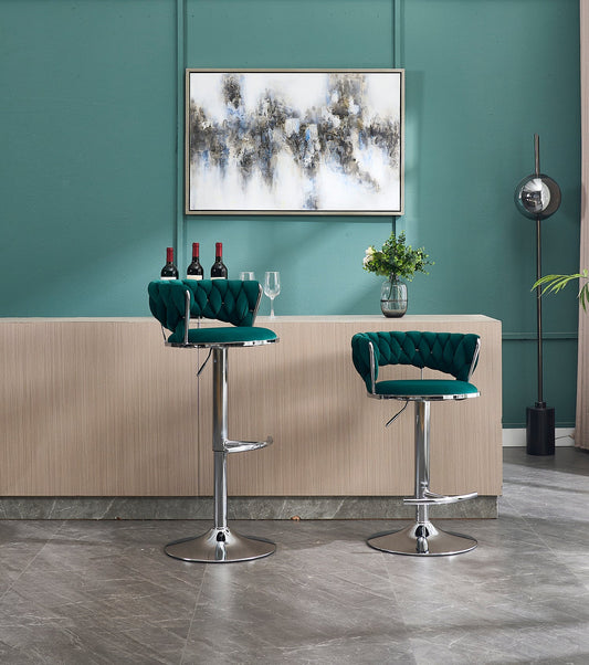 Modern set of 2 bar stools with metal frames and foam cushions, teal green, by HouseOfZazla on Tampa Home & Garden Store