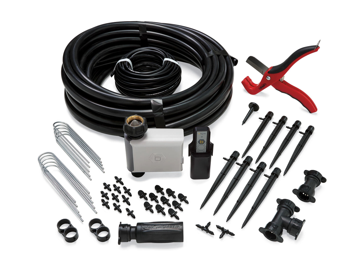 B-hyve Smart Shrub and Flower Bed Drip Kit by Orbit Irrigation with black tubing on Tampa Home & Garden Store