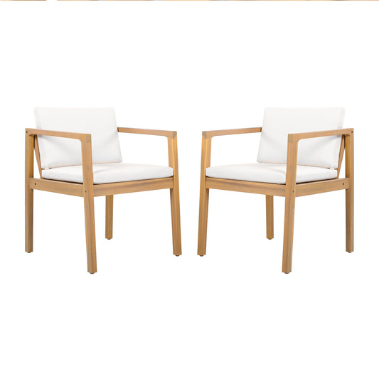 Acacia Wood Outdoor Dining Chairs Set of Two