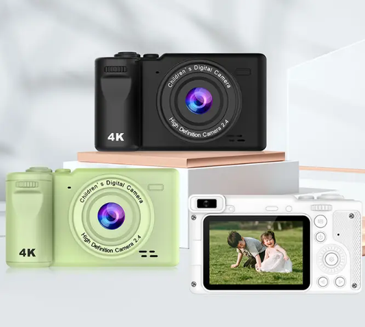Kids' 1080p compact camera with 8x zoom; four colorful models in black, lime, mint and white on Tampa Home & Garden Store