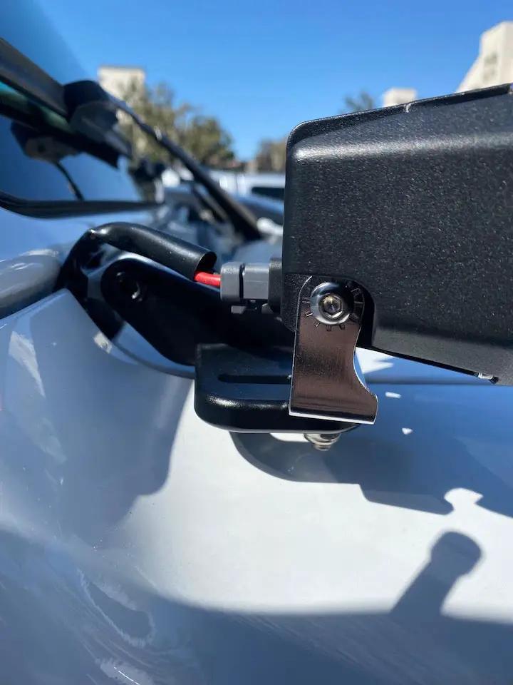 Jeep Wrangler pillar cowl light mount bracket with copper-toned bracket and black housing on Tampa Home & Garden Store