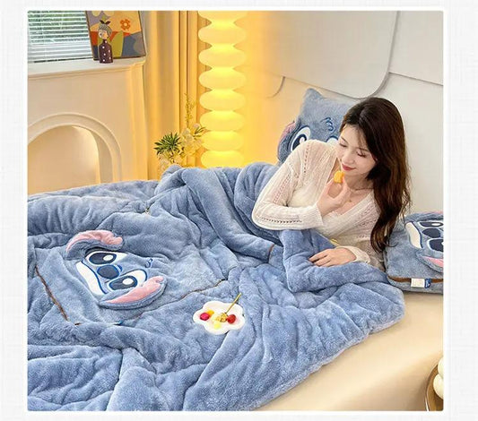 Blue arctic fleece throw blanket with Stitch embroidery by VIP Digital Presence on Tampa Home & Garden Store