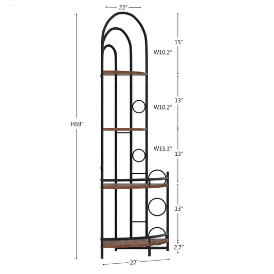 4-Tier Corner Bookshelf, Modern Style, Plant Stand with Metal Frame - Tampa Home & Garden Store