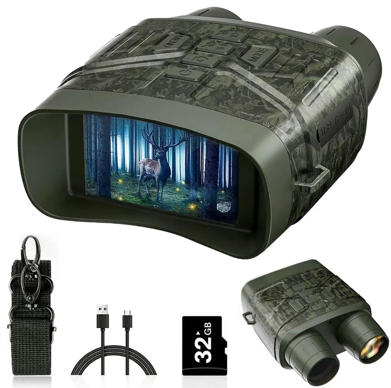 NightScope 4K Binoculars with Night Vision in camouflage; built-in display, strap, 32GB microSD on Tampa Home & Garden Store
