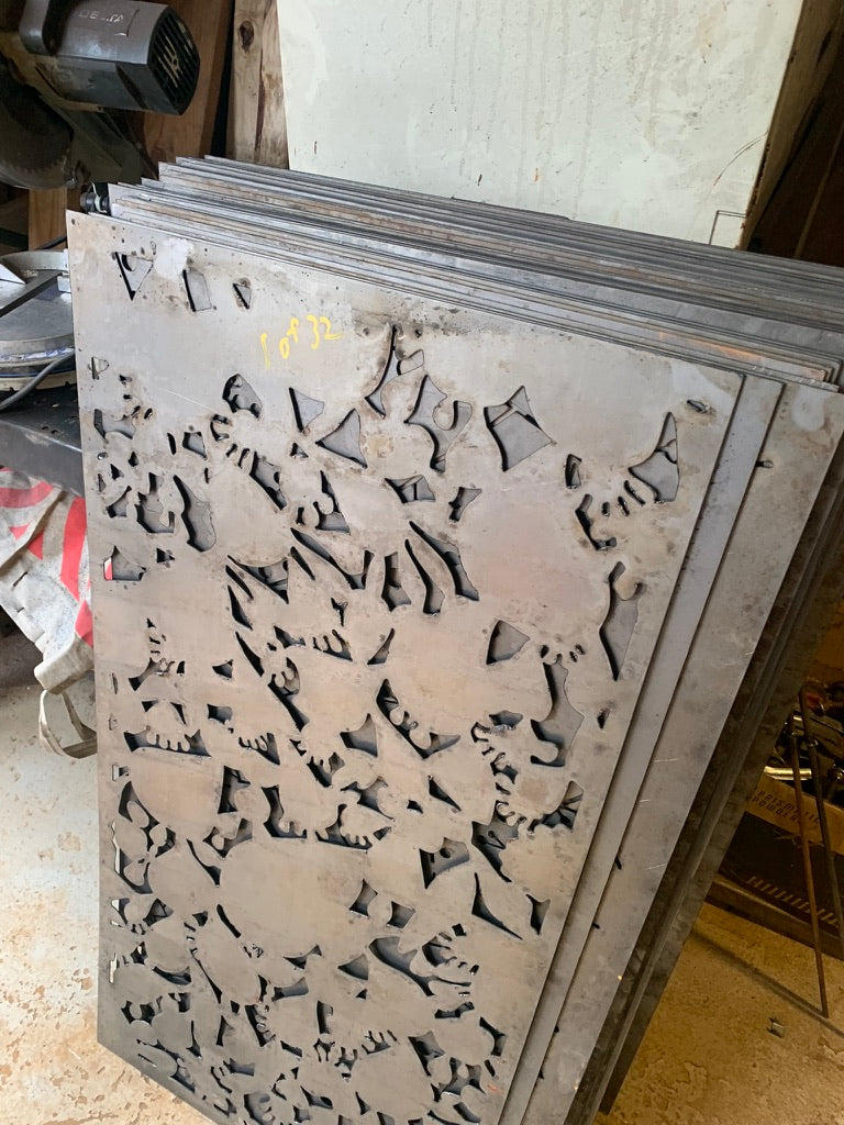 Outdoor metal deck privacy screen panels heavy-duty steel decorative cutouts by Rustica on Tampa Home & Garden Store