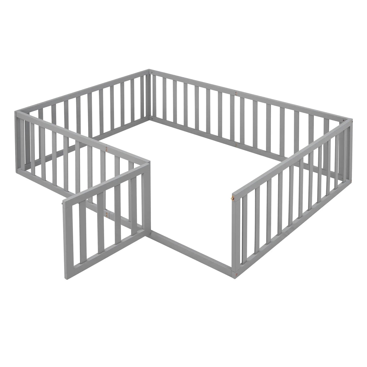 Full Size Wood Daybed Frame with Fence Gray