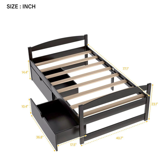 Twin size platform bed with two drawers in espresso finish by V.I.P Digital Presence on Tampa Home & Garden Store