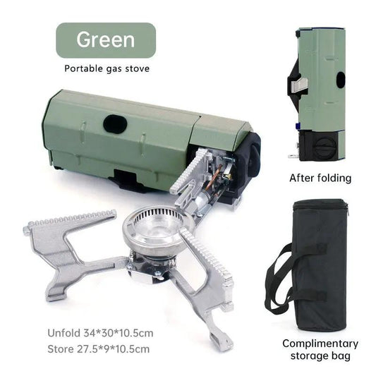 Outdoor Card Stove Folding Portable Gas Stove green foldable burner with carry bag on Tampa Home & Garden Store