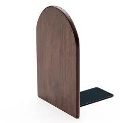 Solid beech wood book end with curved top and black metal base on Tampa Home & Garden Store